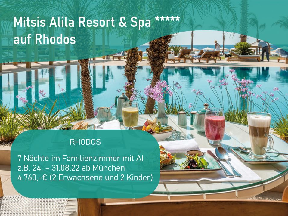 Mitsis Alila Angebot Rhodos Reisebüro Schrettl