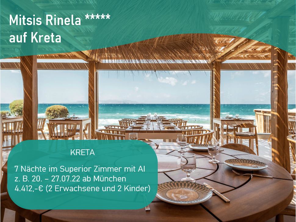 Mitsis Rinela Angebot Kreta Reisebüro Schrettl